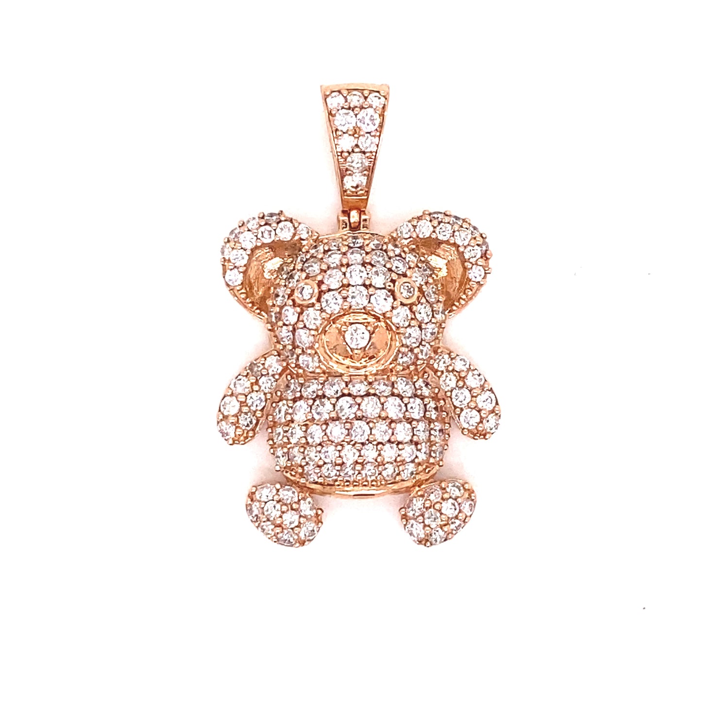 Diamond Teddy Bear Pendant in 14K