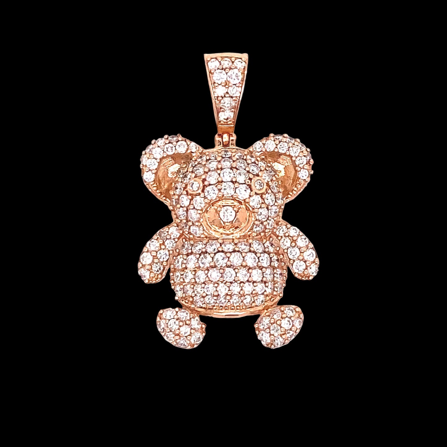 Diamond Teddy Bear Pendant in 14K