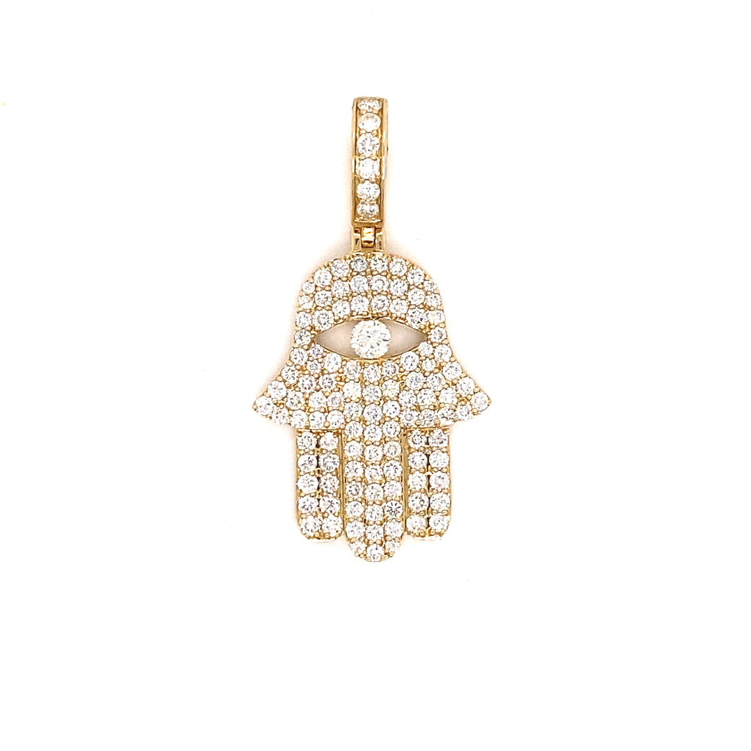 Open Eye Hamsa Pave Diamond Pendant