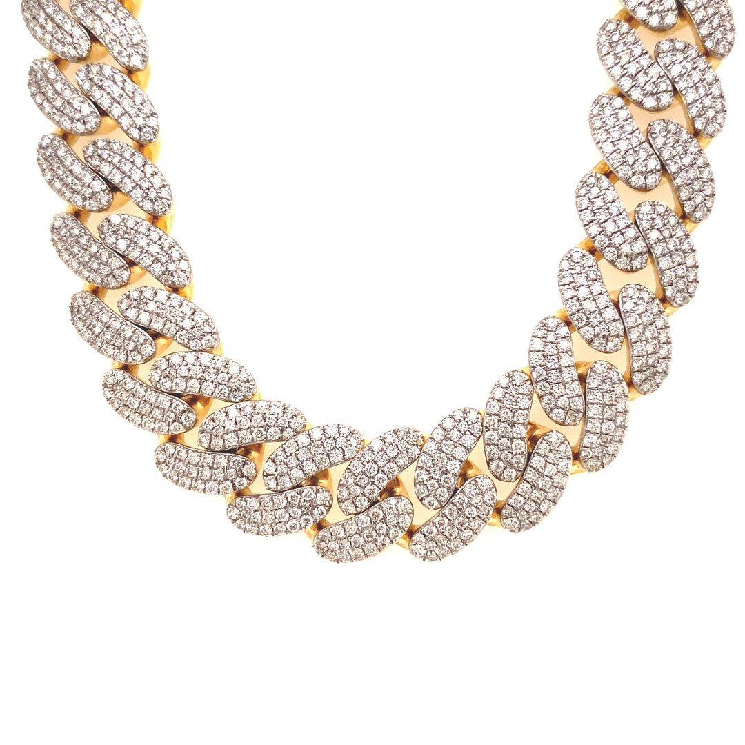 This diamond Cuban chain is has a large width and is depicted in the bubble design. 