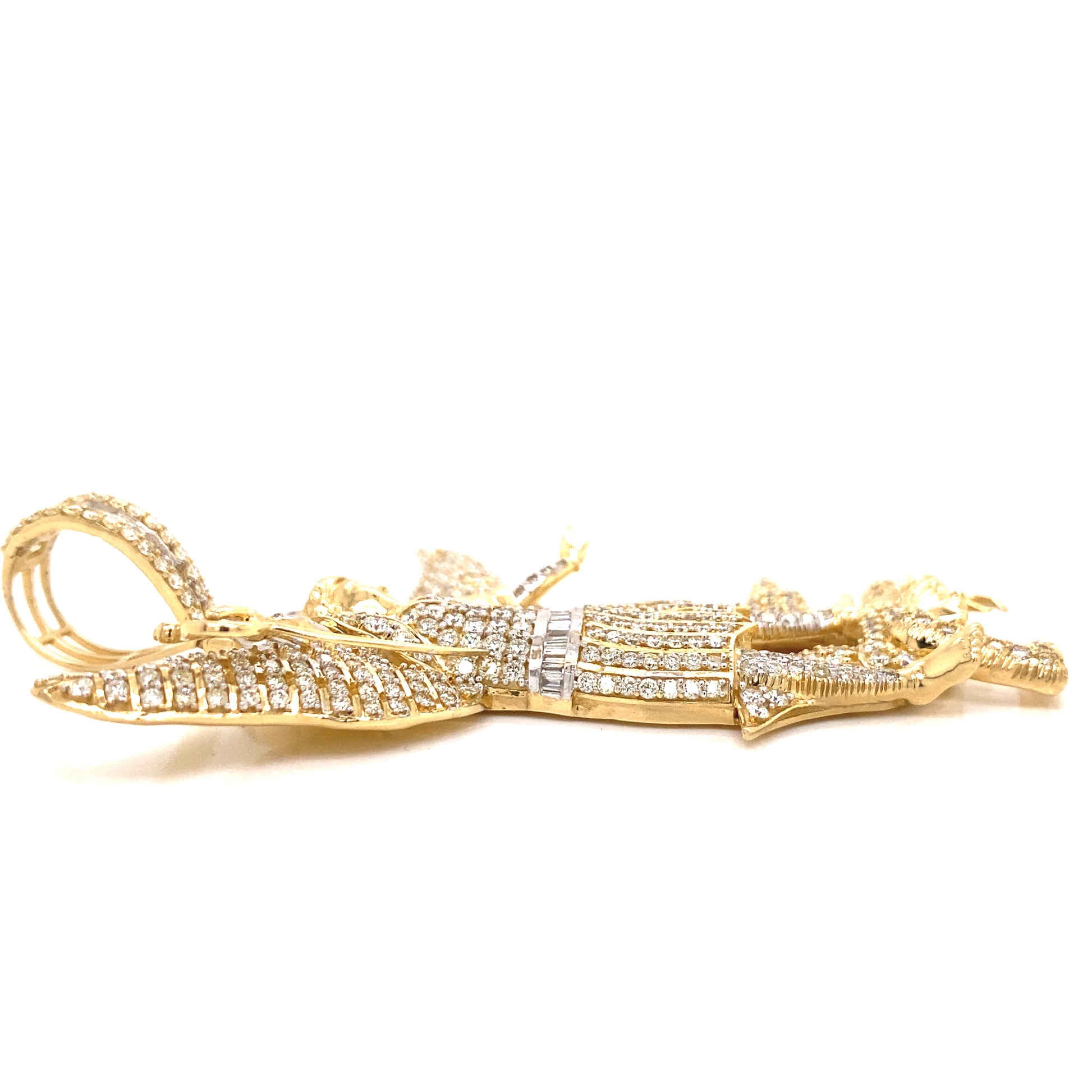 Saint Michaels pendant with white diamond stones.