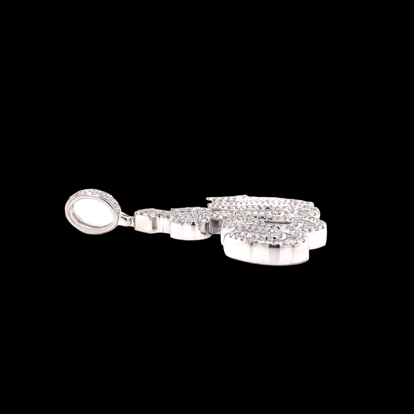 White gold and diamond Allah pendant.