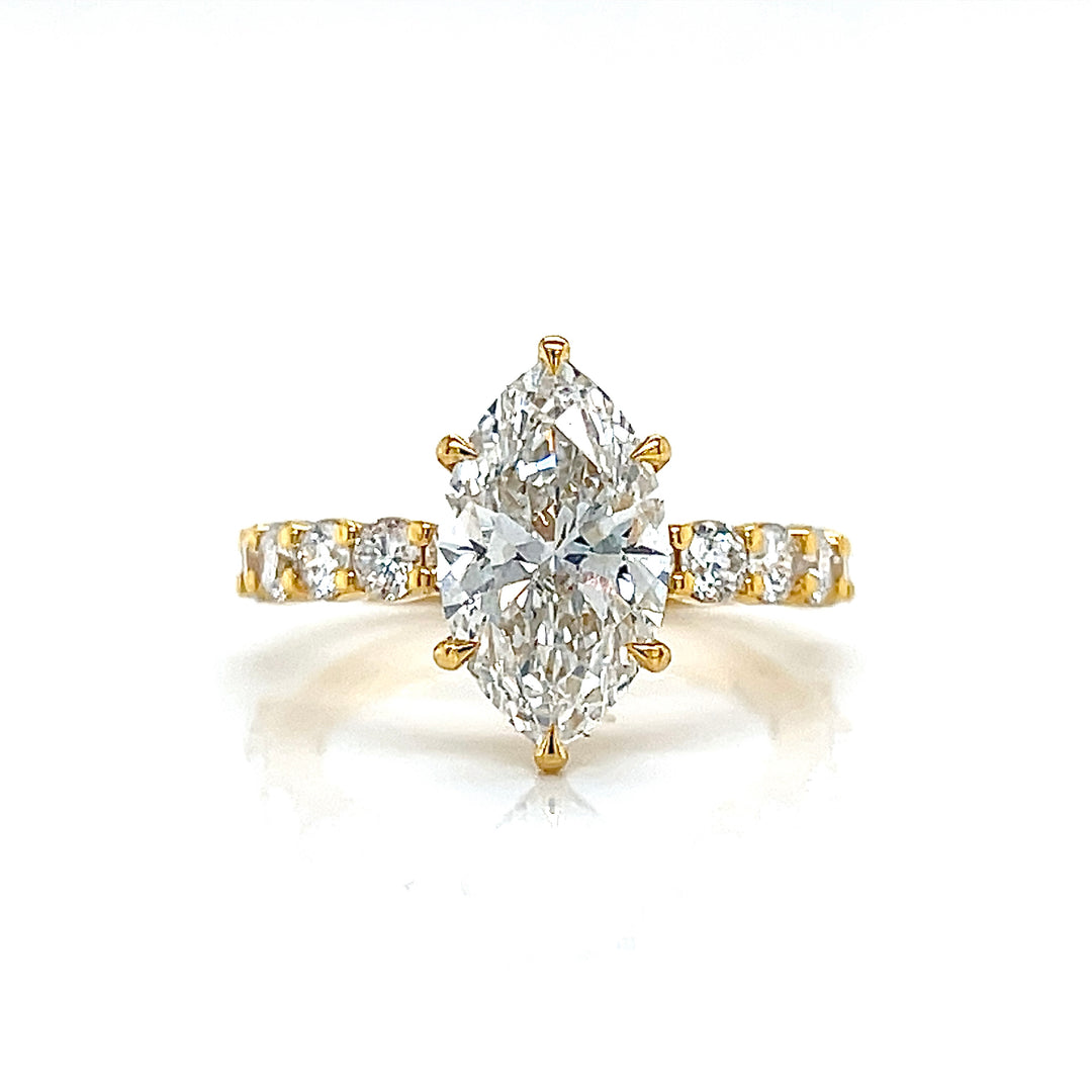 4CT Marquise-Cut Lab Diamond Engagement Ring