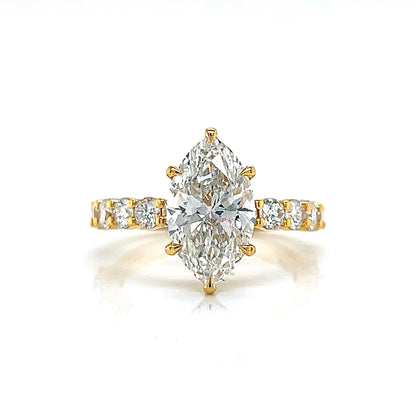 4CT Marquise-Cut Lab Diamond Engagement Ring