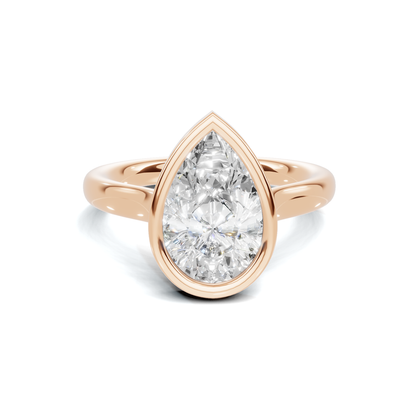 2 CT Pear Lab Diamond Bezel Engagement Ring