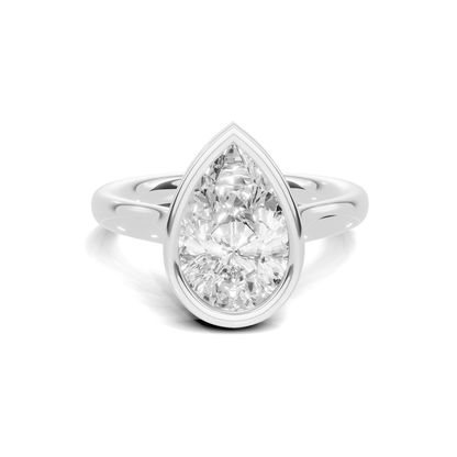 2 CT Pear Lab Diamond Bezel Engagement Ring