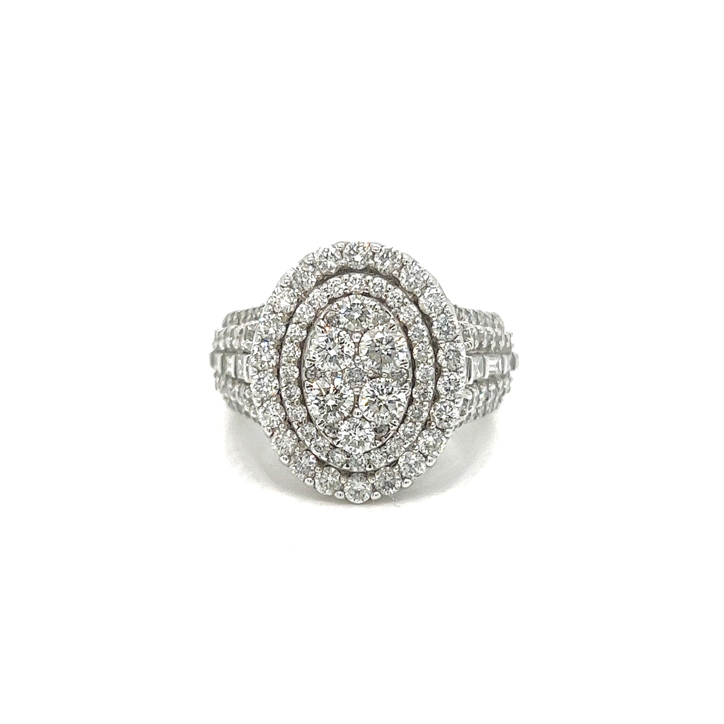 Double Halo Oval Engagement Diamond Ring
