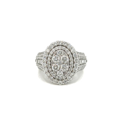 Double Halo Oval Engagement Diamond Ring