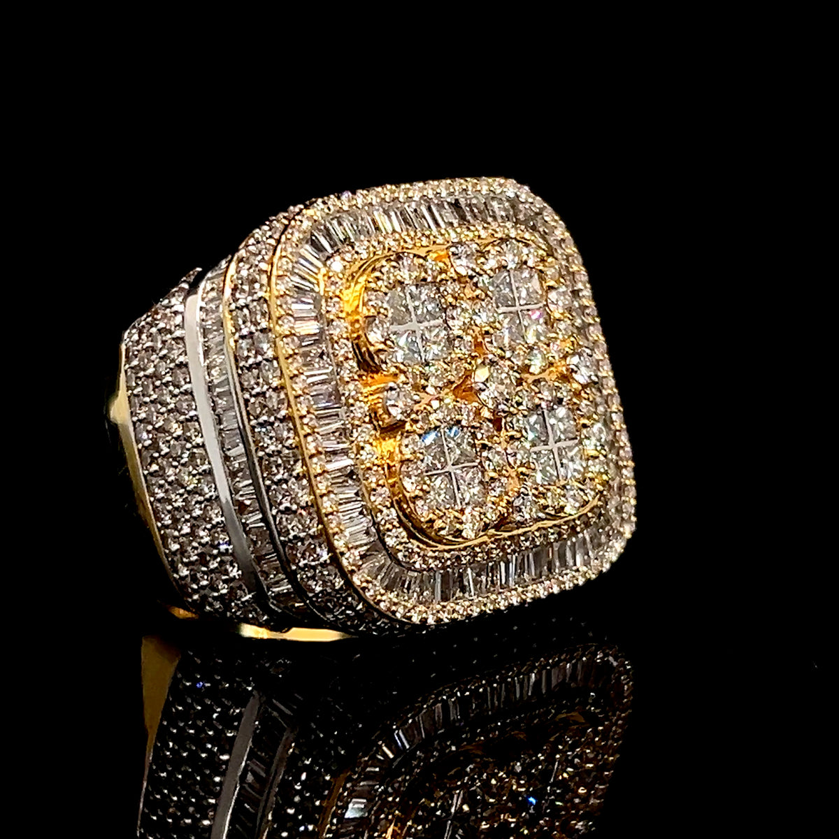 6ct Diamond Mens Ring- Grosso 14k Gold