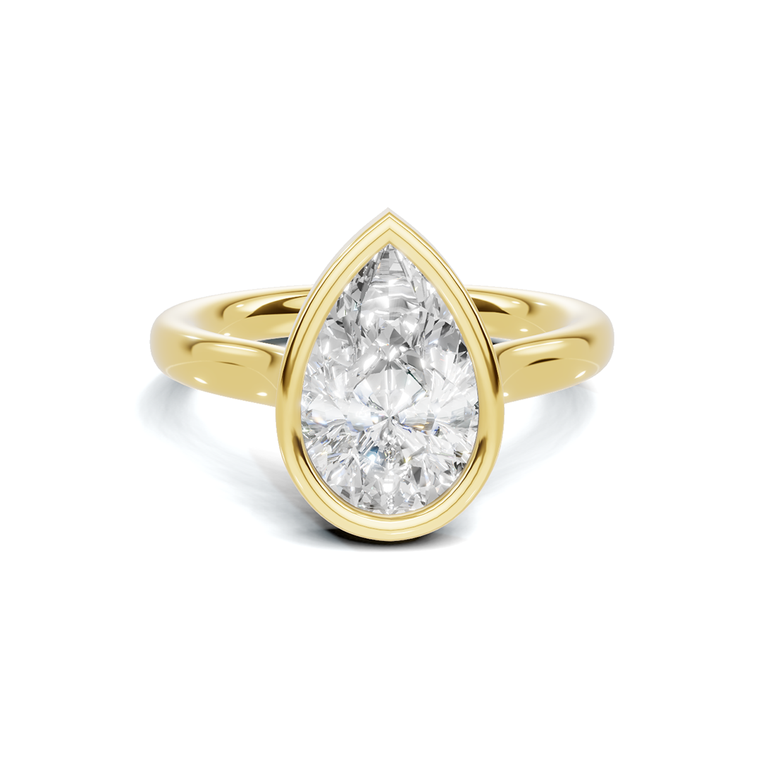 2 CT Pear Lab Diamond Bezel Engagement Ring