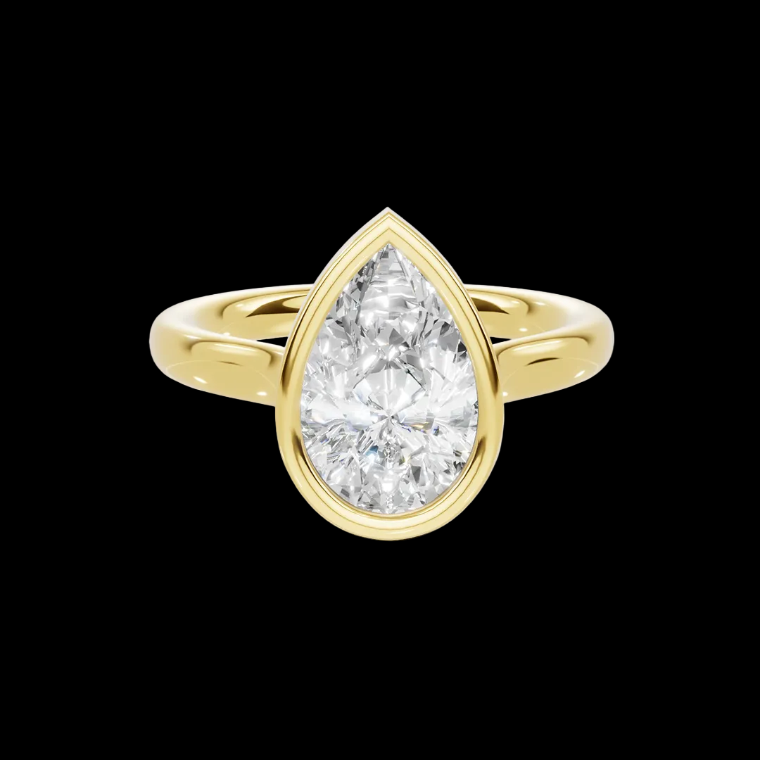 2 CT Pear Lab Diamond Bezel Engagement Ring