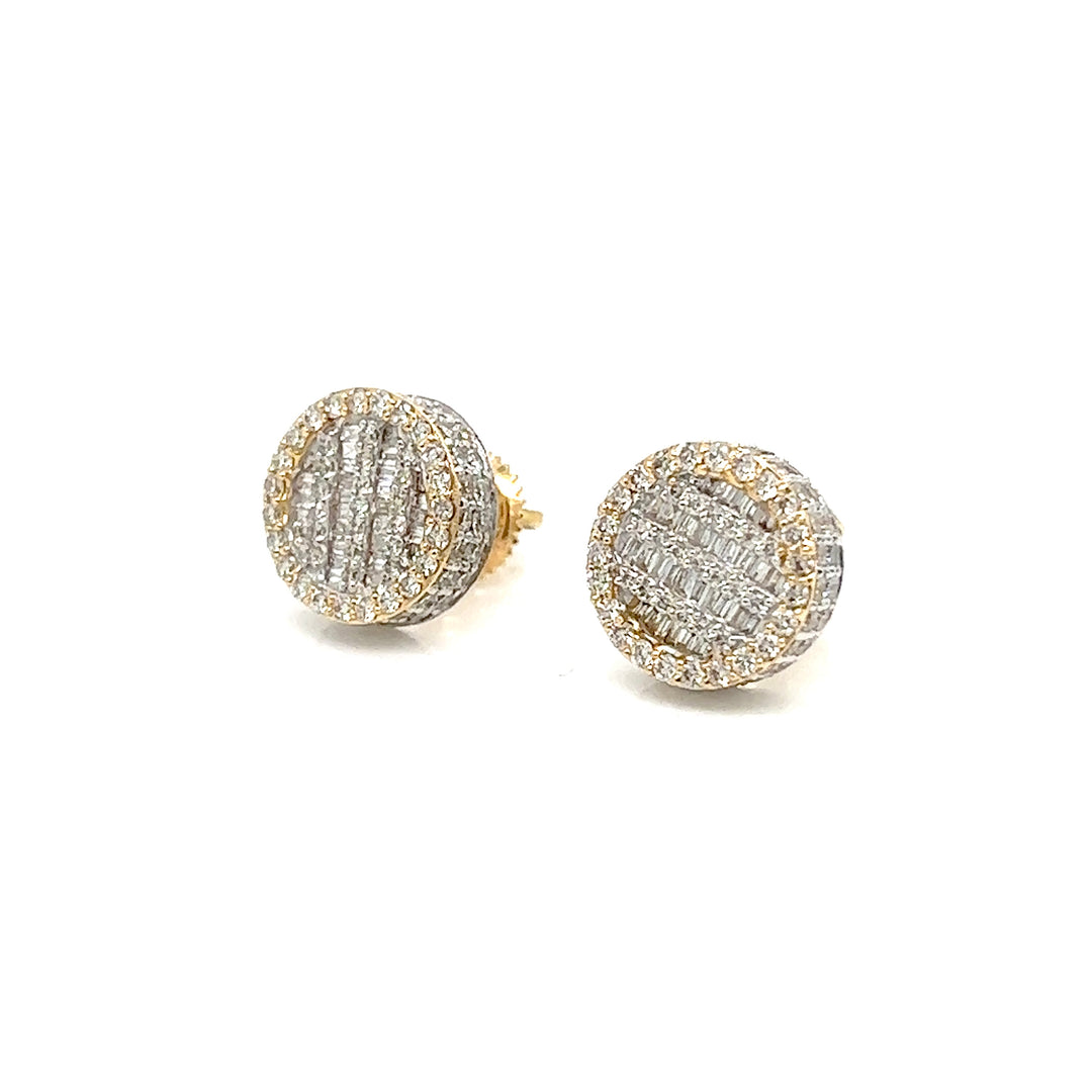 Round Baguette Diamond Earrings