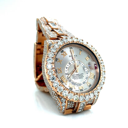 Rose Gold Rolex Skywdweller Full Diamond