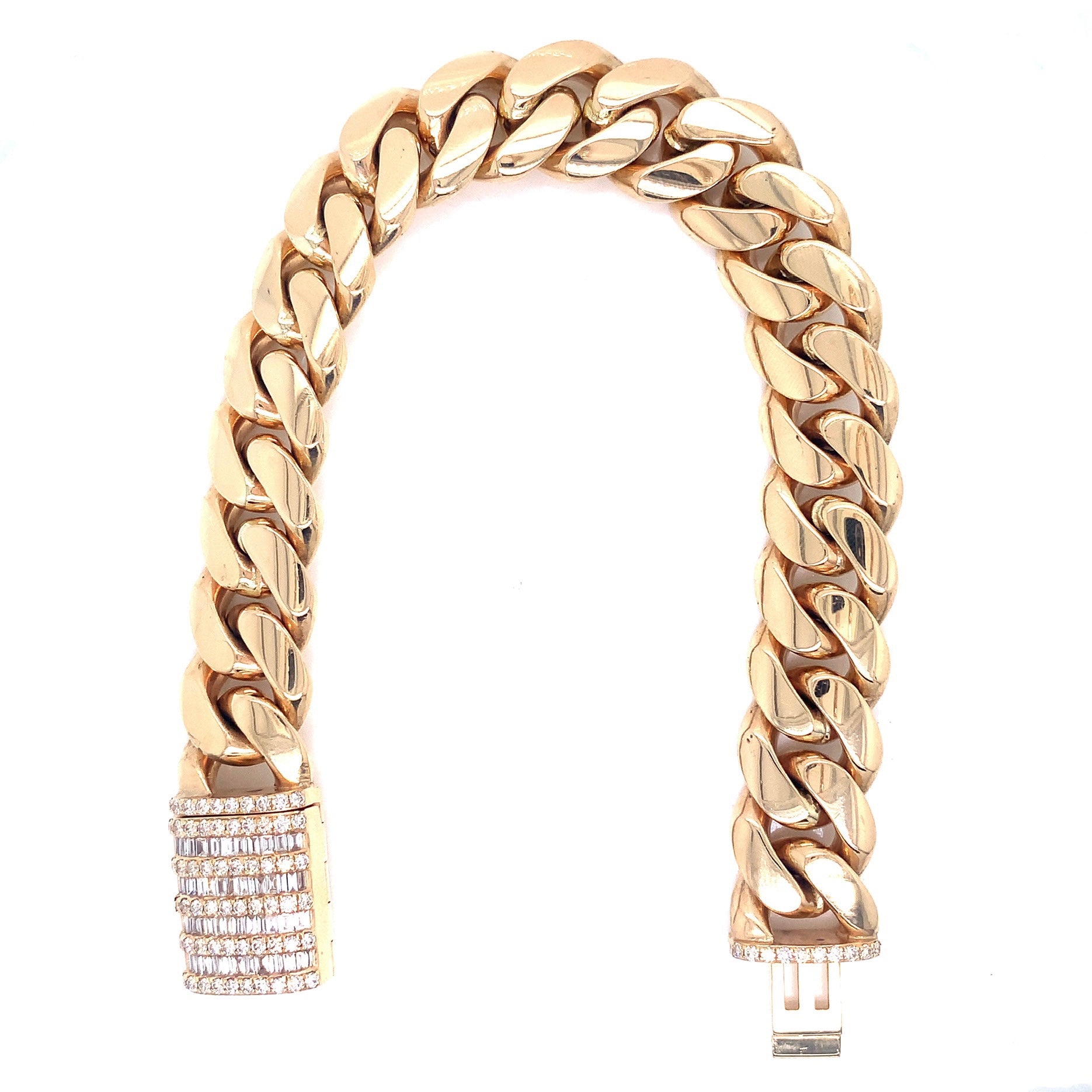 15mm Cuban Bracelet with Diamond Lock
