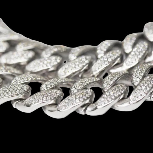 14MM Silver CZ Cuban Link Chain - Johnny Dang & Co