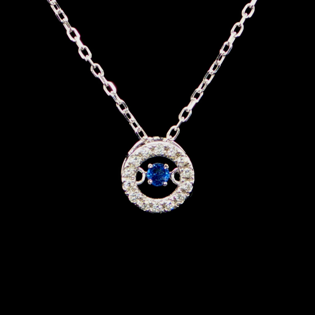 Floating Blue Sapphire Charm Necklace