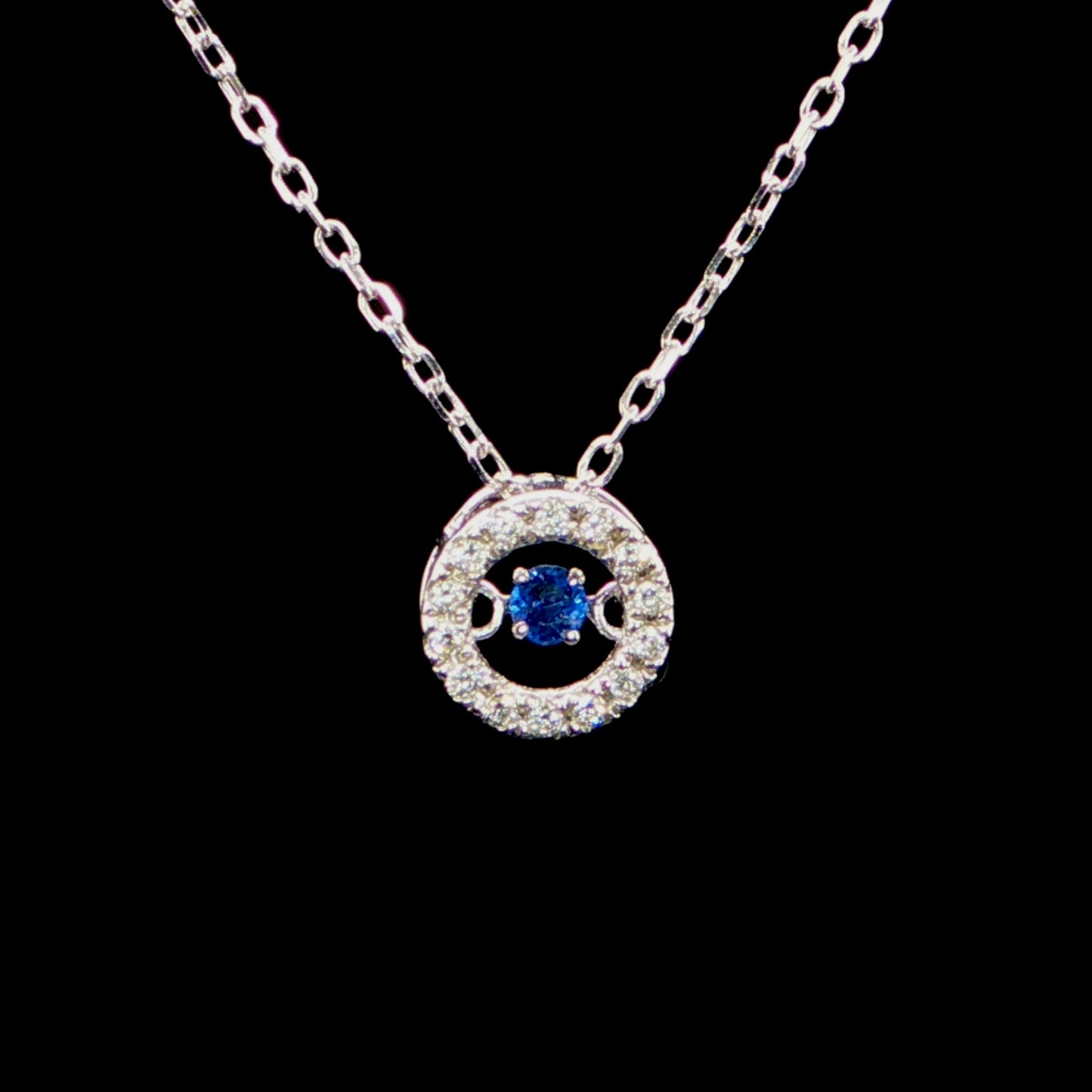 Floating Blue Sapphire Charm Necklace