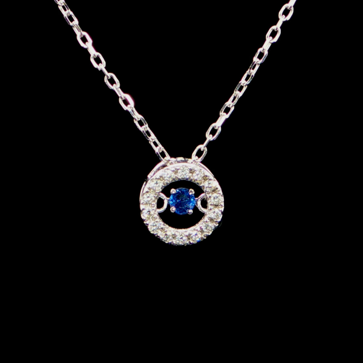 Floating Blue Sapphire Charm Necklace