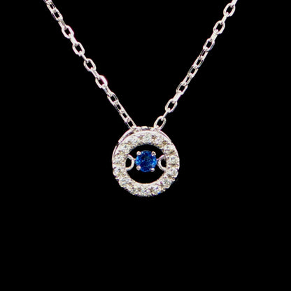 Floating Blue Sapphire Charm Necklace