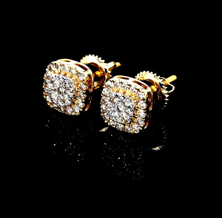 Square Halo Diamond Earrings