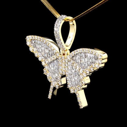 Butterfly Diamond Pendant in 14K