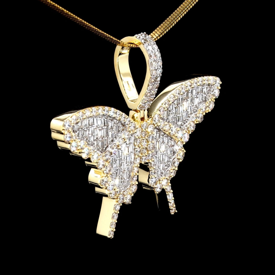 Butterfly Diamond Pendant in 14K