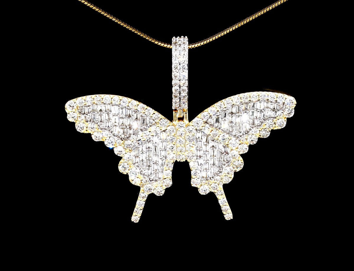 Butterfly Diamond Pendant in 14K