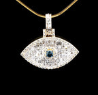Natural Diamond Baguette Evil Eye Pendant 14K Gold