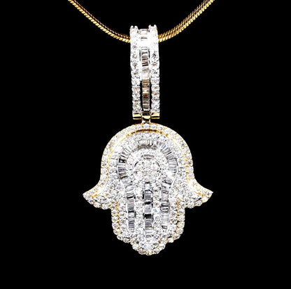 14K Gold  Diamond Hamsa Pendant