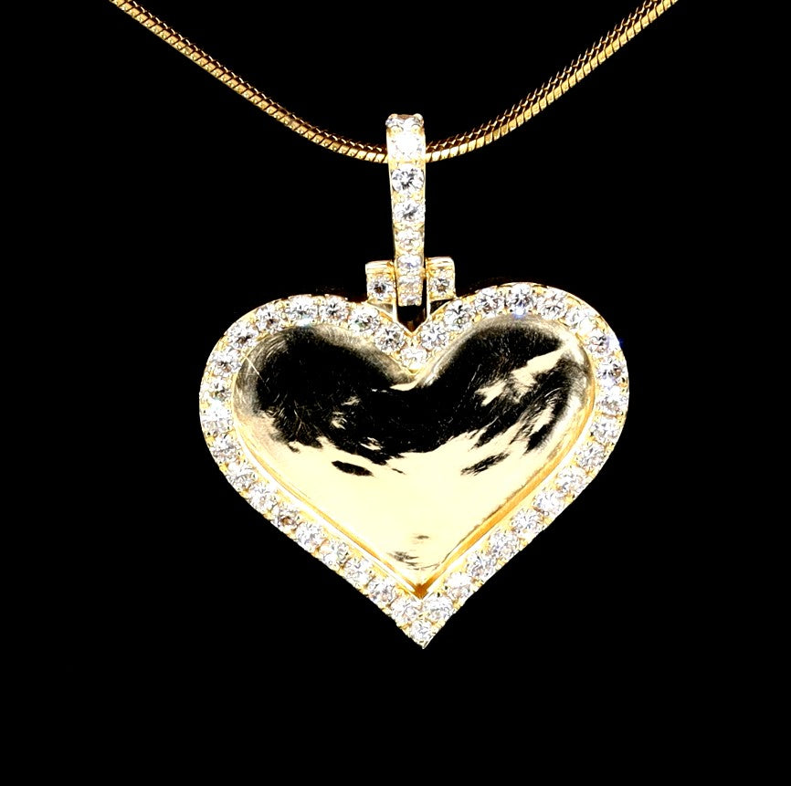Diamond Heart Memory Pendant 1.2"