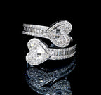 Diamond Hearts Wrap Ring