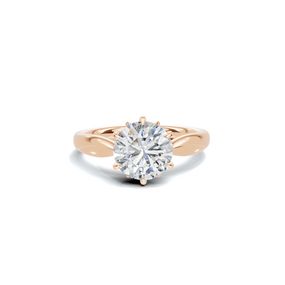 2 CT Round Brilliant Petal Solitaire Diamond Ring