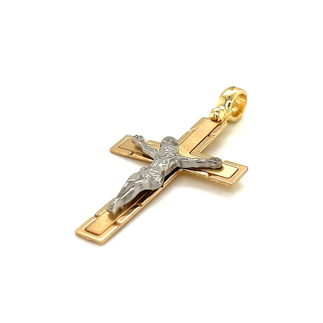 18KT Yellow and White Gold Cross Pendant