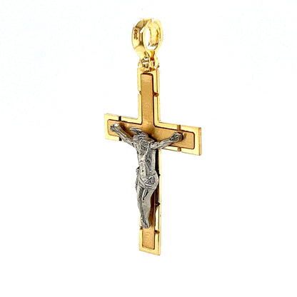 18KT Yellow and White Gold Cross Pendant