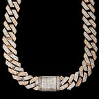 10MM Two-Tone Rose and White Diamond Cuban Chain