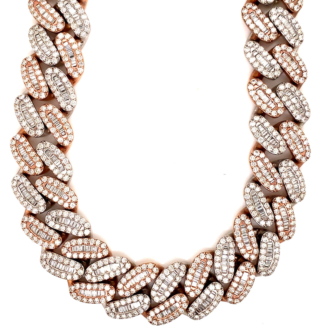 18MM Round and Baguette Diamond Cuban Chain