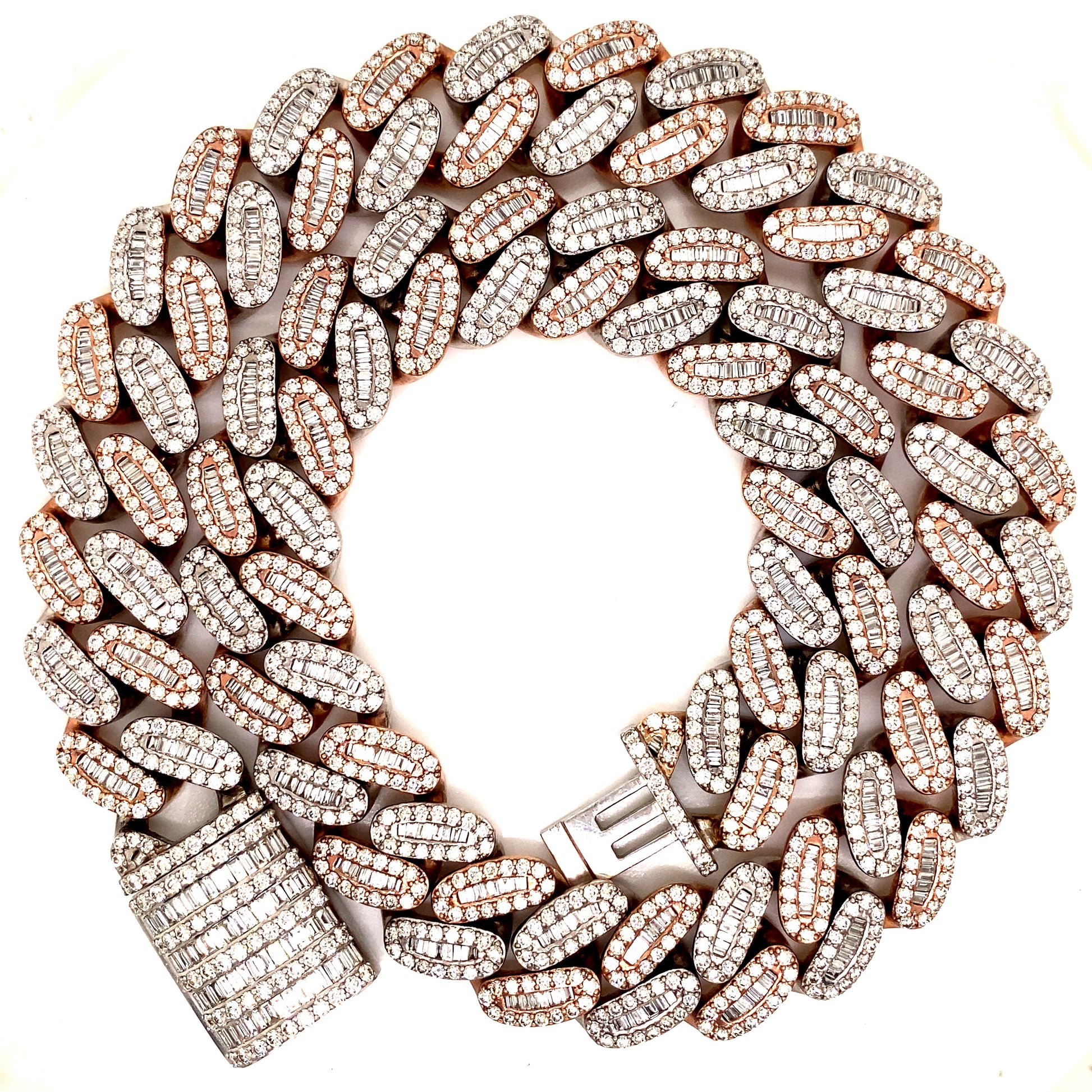 18MM Round and Baguette Diamond Cuban Chain