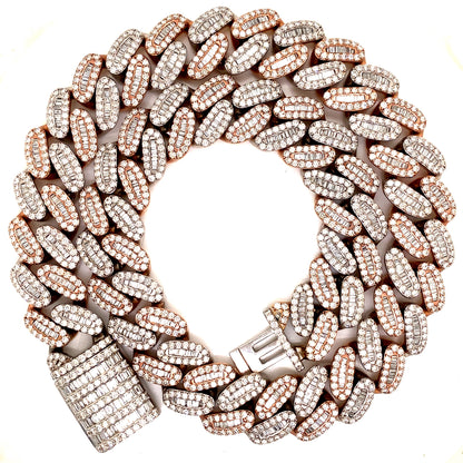 18MM Round and Baguette Diamond Cuban Chain
