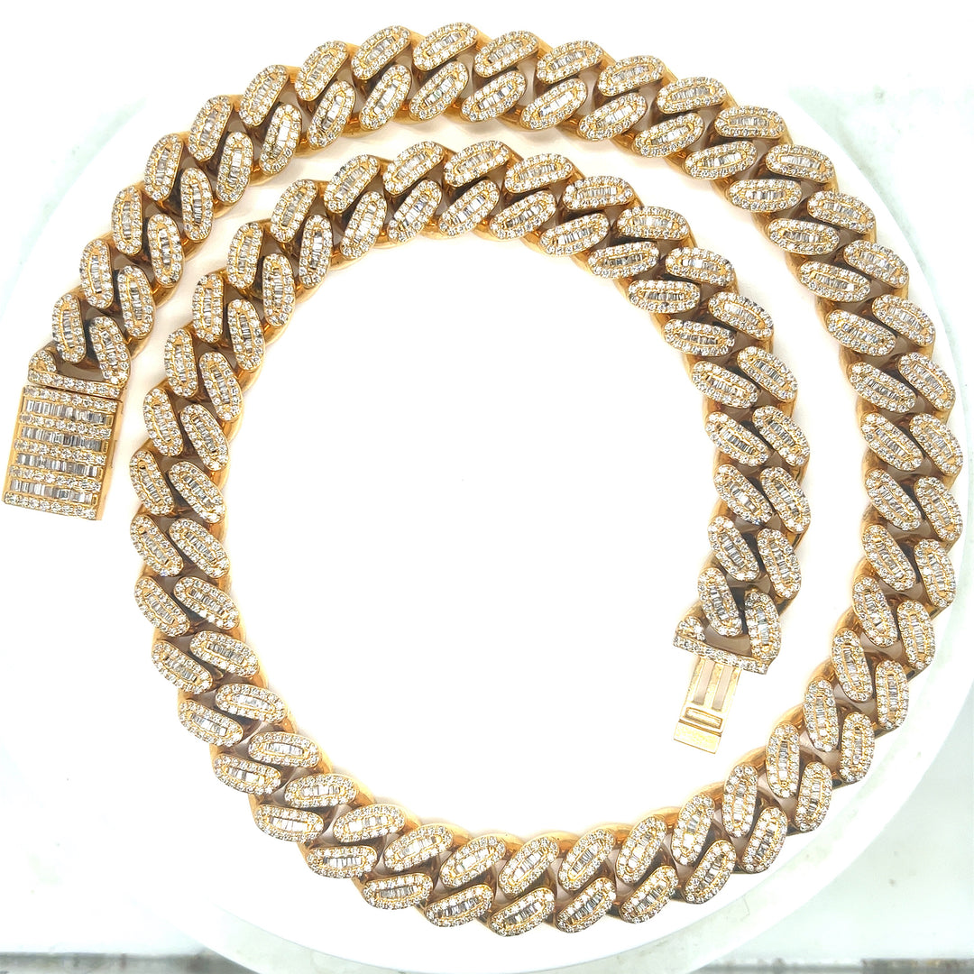 Baguette 19mm Diamond Cuban Link Chain 14MM Baguette Diamond Cuban