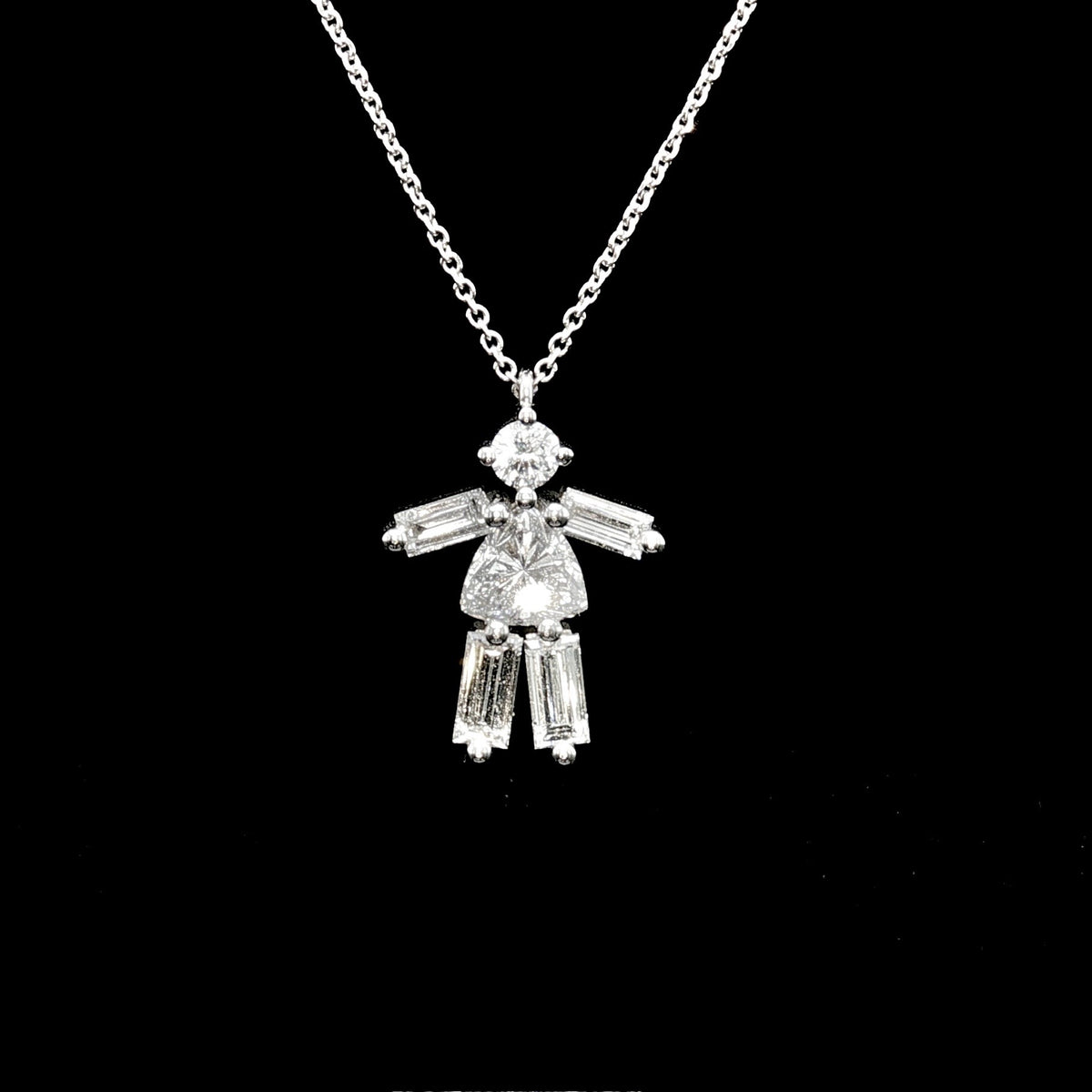 Diamond Girl Pendant Necklace 14K White Gold