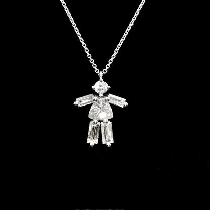 Diamond Girl Pendant Necklace 14K White Gold