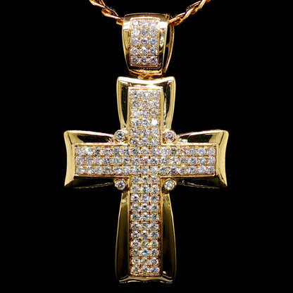 3 CTW Natural Diamond Cross Pendant in 14K Gold