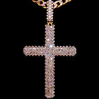 Solid Natural Diamond Cross Pendant 14K Gold