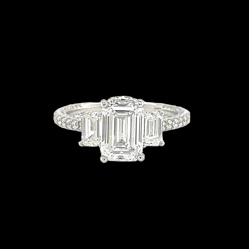 Emerald-Cut Lab Diamond Halo Ring
