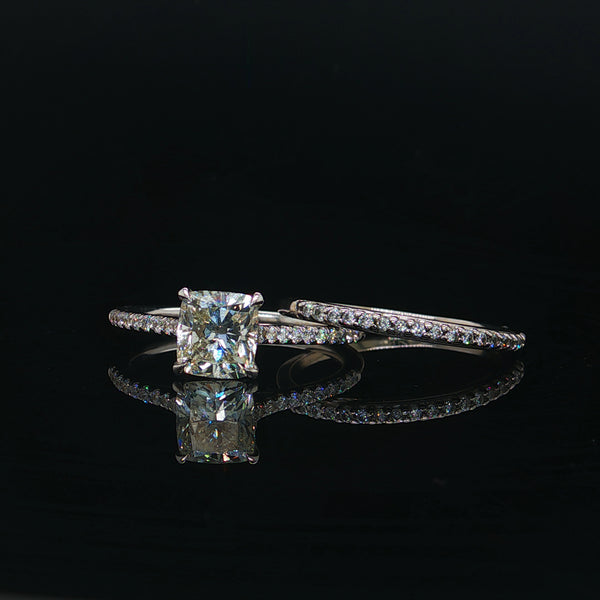1CT Natural Radiant Cut Diamond Engagement Ring