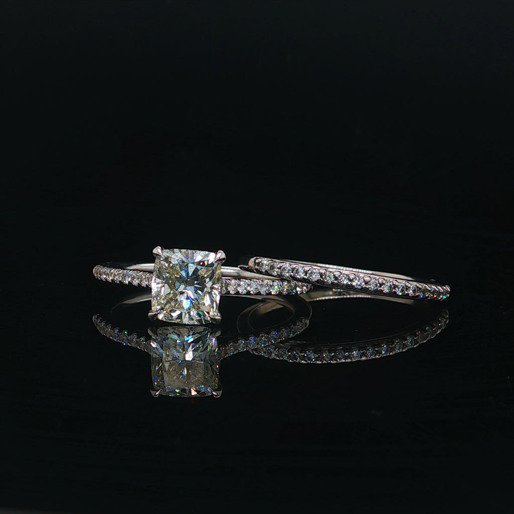 1CT Natural Radiant Cut Diamond Engagement Ring