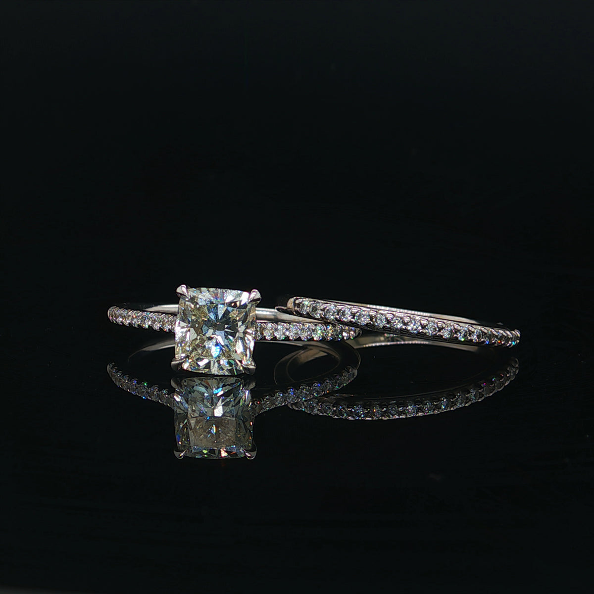 1CT Natural Radiant Cut Diamond Engagement Ring