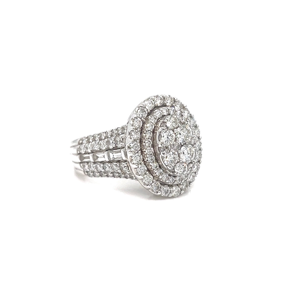 Double Halo Oval Engagement Diamond Ring
