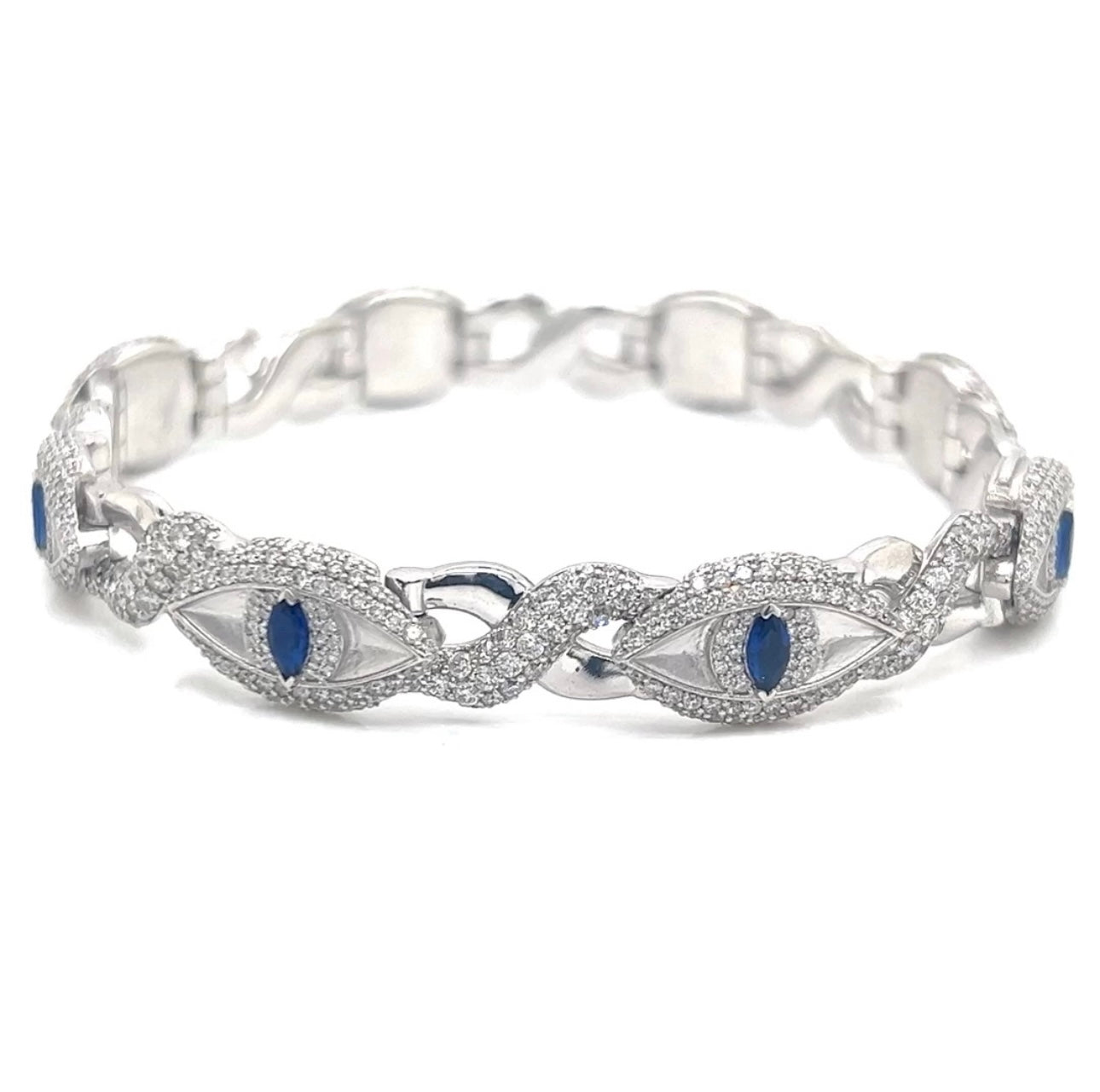 White Gold and Diamond Evil Eye Bracelet