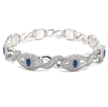 White Gold and Diamond Evil Eye Bracelet